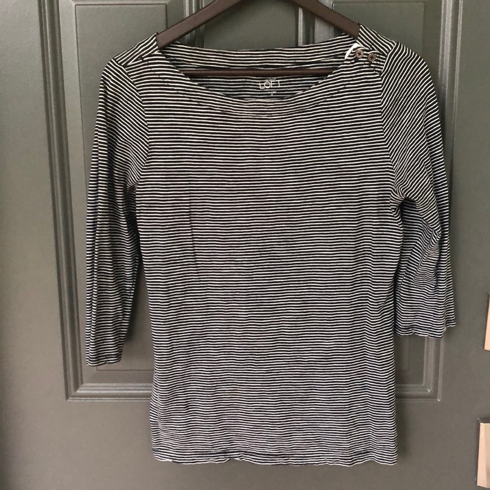 Ann Taylor Loft striped sweater with button detail